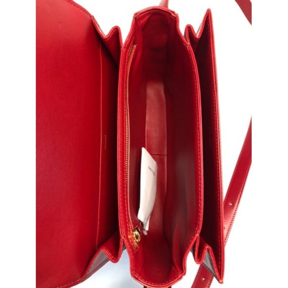 CELINE Cr Triomphe Large Natural Red Calfskin Leather Shoulder Bag - Picture 6 of 12